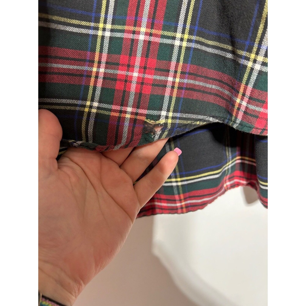 L.L. Bean Men Size XL Long Sleeve Plaid Button Front Made in USA Shirt Damage - Picture 5 of 8